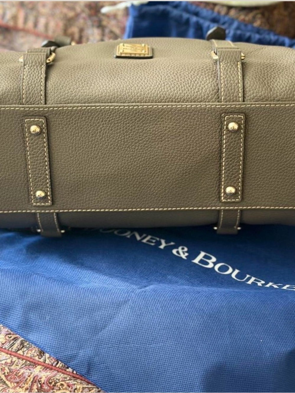 Dooney & Bourke Elephant Pebble Leather Satchel with Gold Hardware. - Picture 4 of 4